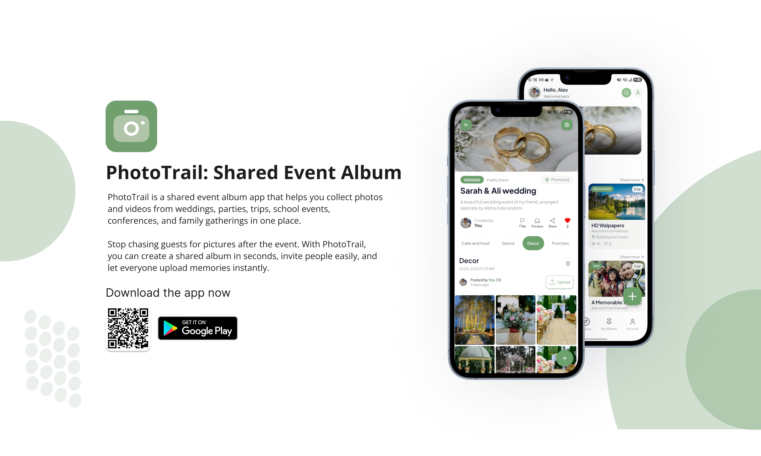 PhotoTrail shared event album promotional banner